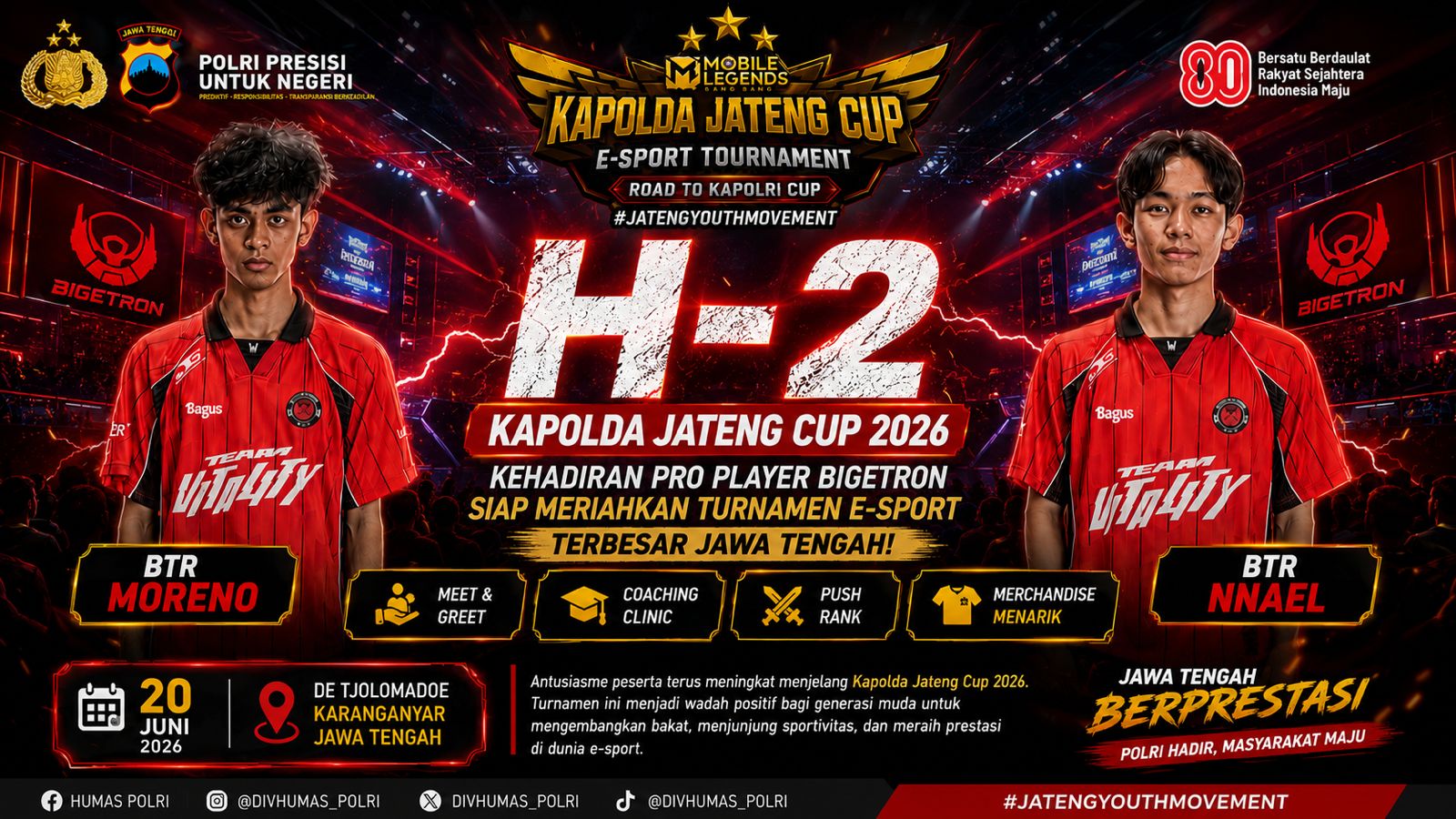 H-2 Kapolda Jateng Cup 2026, Kehadiran Pro Player Bigetron Jadi Daya Tarik Pecinta E-Sport